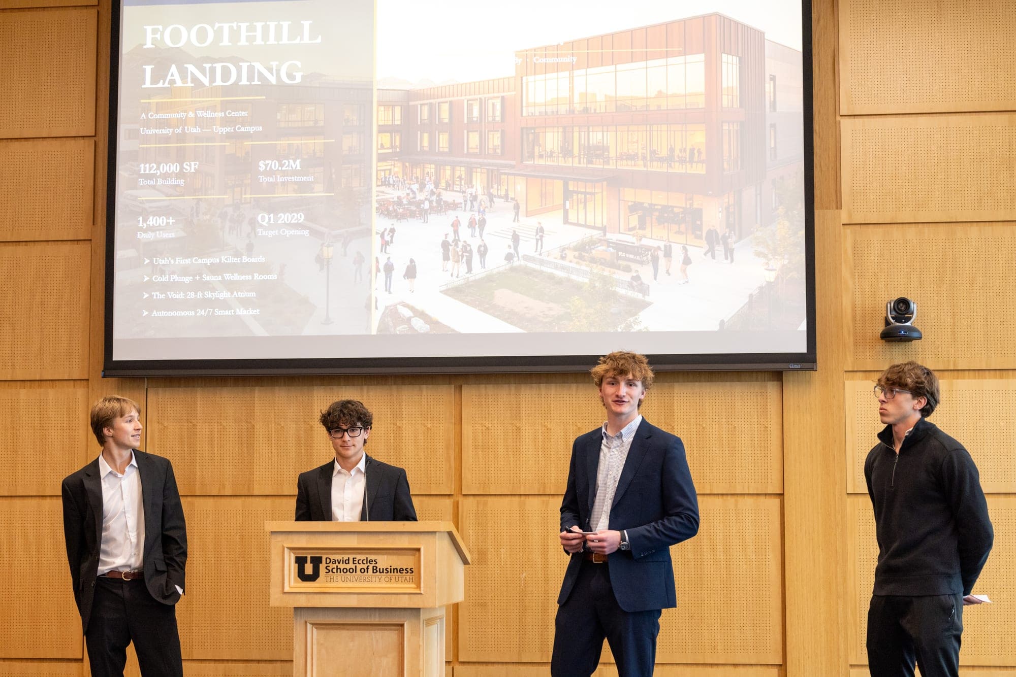 The ARTRUTX team presenting Foothill Landing at the David Eccles School of Business